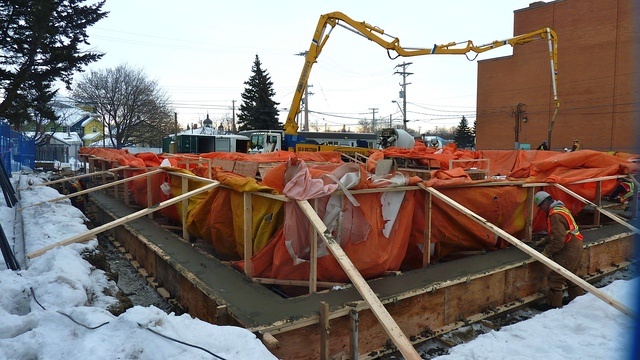 Concrete pour for grade beams